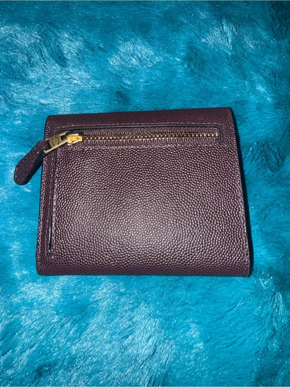 Coach Ox Blood Textured Leather Bi-Fold Wallet with Gold C